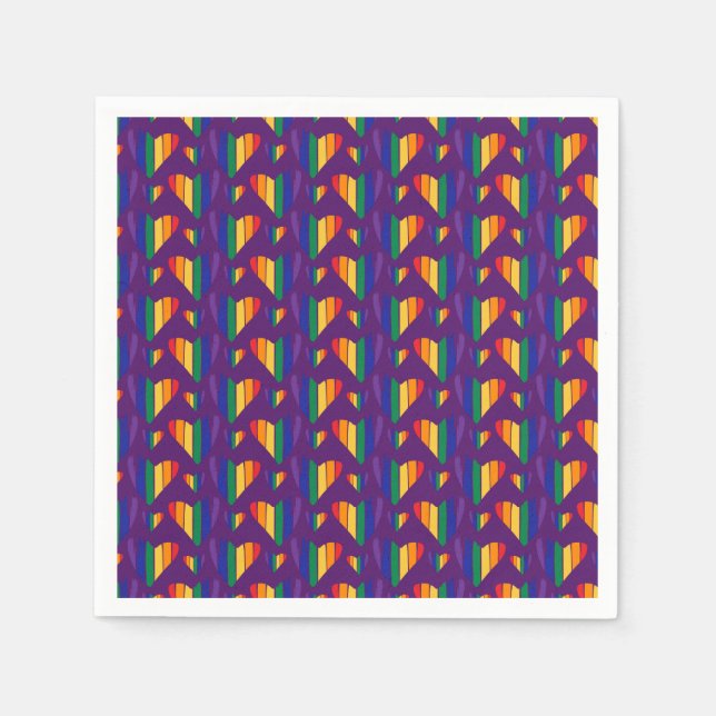 Serviette En Papier Motif Rainbow Hearts (Devant)
