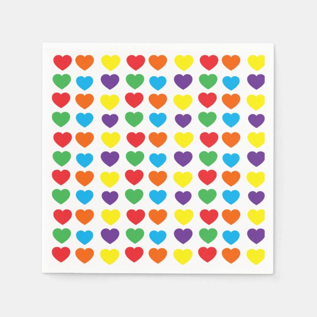 Serviette En Papier Motif Rainbow Hearts (Devant)
