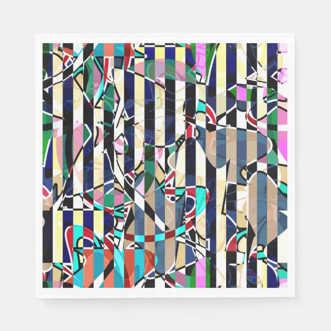Serviette En Papier motif rayé Abstrait (Devant)