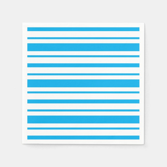Serviette En Papier Motif rayé bleu et blanc (Devant)