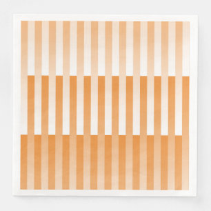 Serviette En Papier Motif rayé orange et blanc