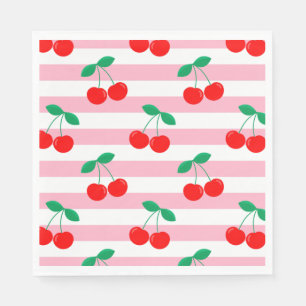 Serviette En Papier Motif Rayure Cerise – Cadeau & Décoration de Fruit