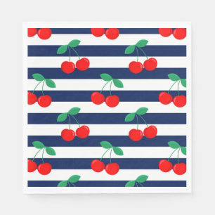Serviette En Papier Motif Rayure Cerise – Cadeau & Décoration de Fruit