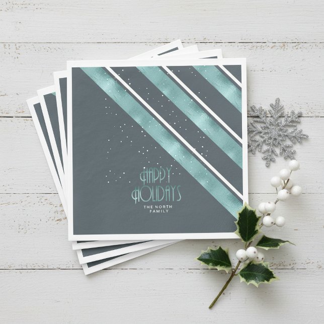 Serviette En Papier Motif rayure de Noël sarcelle/blanc ID862 (Créateur téléchargé)