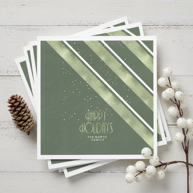 Serviette En Papier Motif rayure de Noël vert/blanc ID862 (Créateur téléchargé)