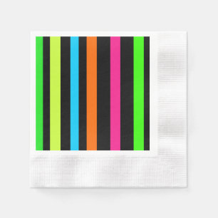 Serviette En Papier Motif Rayures Néon
