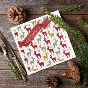 Serviette En Papier Motif Red Christmas Reindeer#12 ID1009