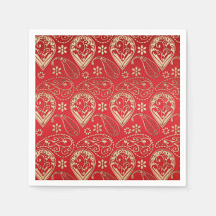 Serviette En Papier Motif Red Gold Paisley Bandana