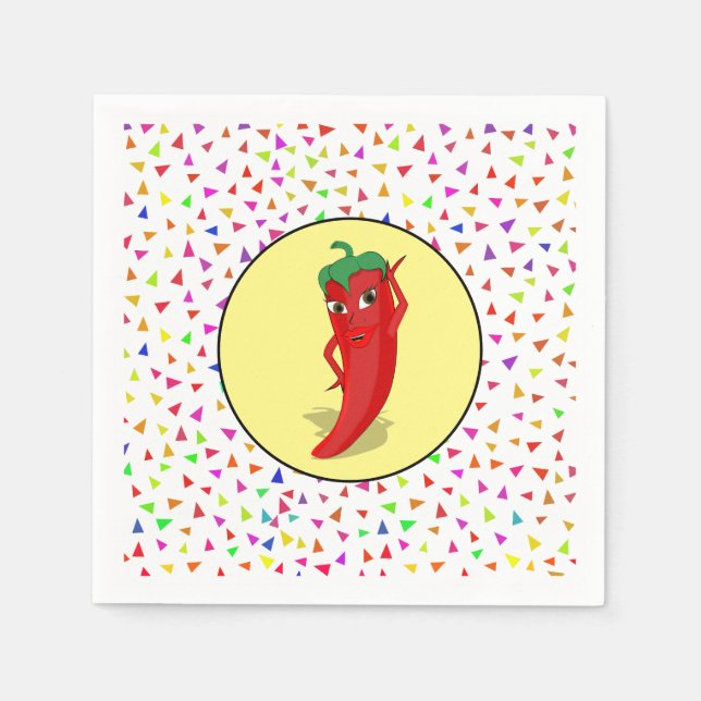 Serviette En Papier Motif Red Hot Pepper Diva Confetti (Devant)