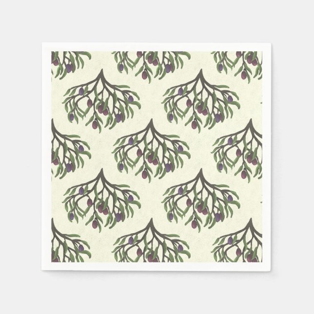 Serviette En Papier Motif répétitif de branche d'olive (Devant)