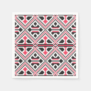 Serviette En Papier Motif rétro à point rouge et noir