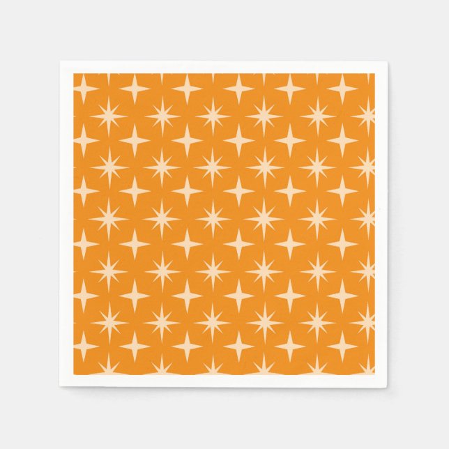 Serviette En Papier Motif Rétro Atomique sur fond Orange  (Devant)