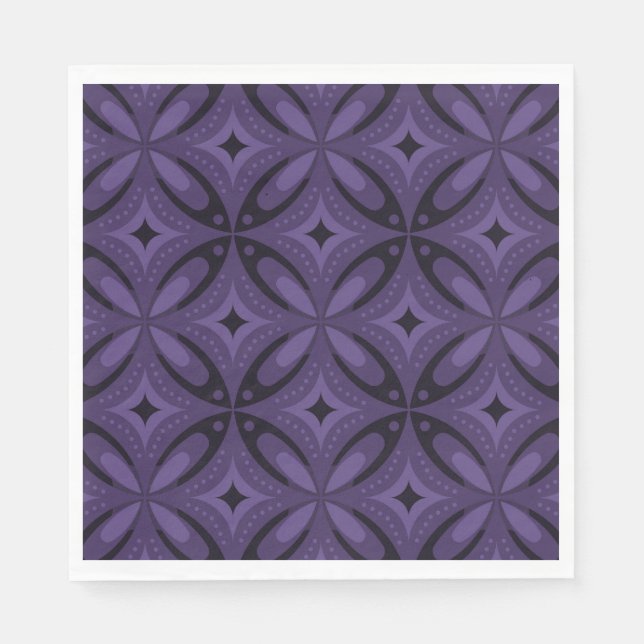 Serviette En Papier Motif Rétro de Couleur Violet Foncé (Devant)