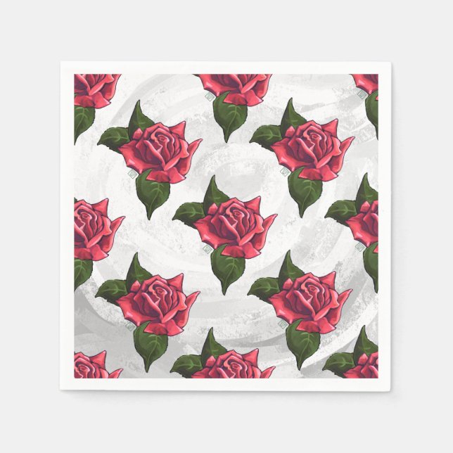 Serviette En Papier Motif rose (Devant)