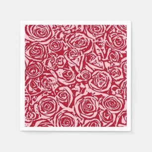 Serviette En Papier Motif Rose Abstrait moderne, Rose rouge et rose