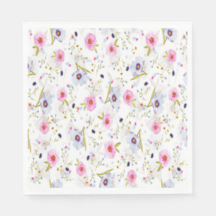 Serviette En Papier Motif rose, bleu floral