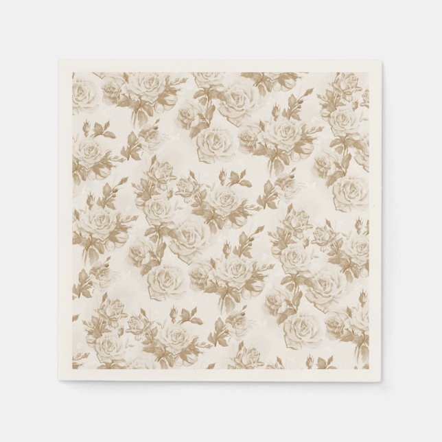 Serviette En Papier Motif Rose de crème (Devant)