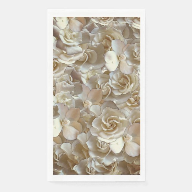 Serviette En Papier Motif Rose d'Ivoire – Art Floral Élégant (Devant)