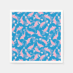 Serviette En Papier Motif rose et bleu - Koi Fish