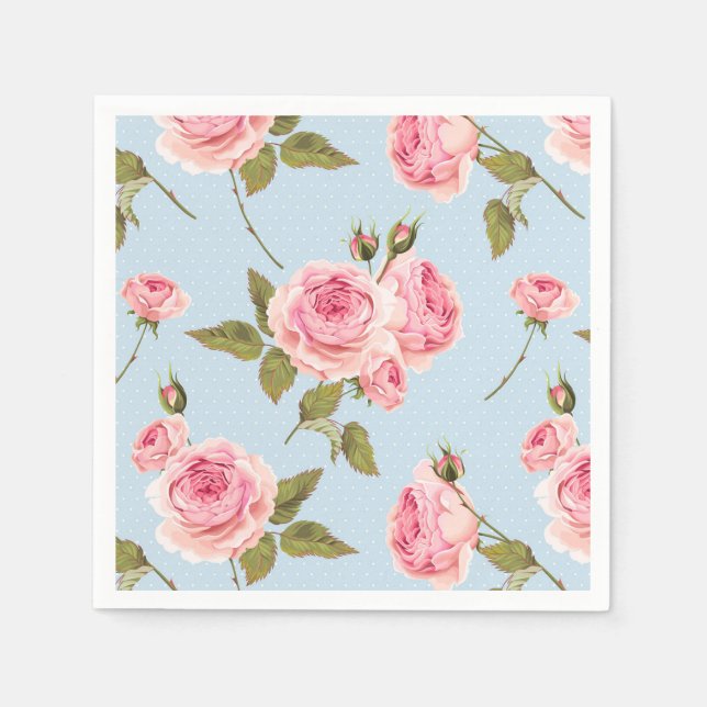 Serviette En Papier Motif rose et Pois (Devant)