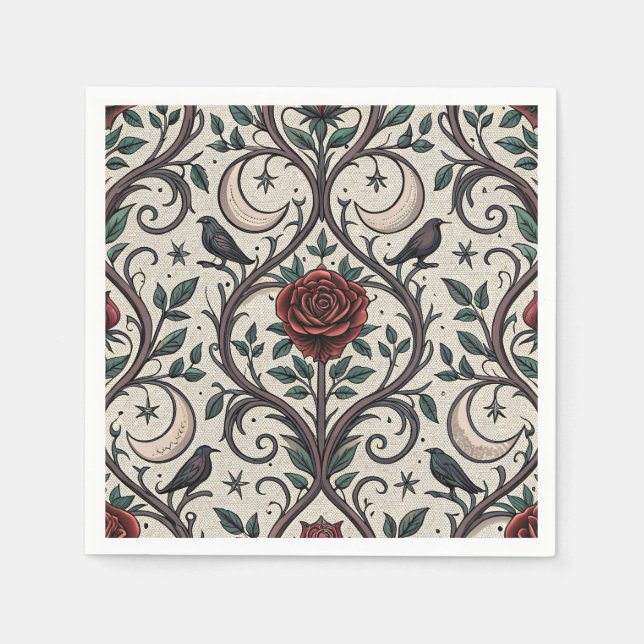 Serviette En Papier Motif Rose Gothique Foncé (1) (Devant)