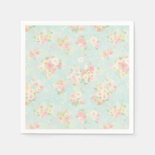 Serviette En Papier Motif Rose Pastel souple sur Aqua Arrière - plan