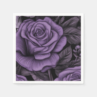Serviette En Papier Motif Rose violet, mariage gothique, Amateurs