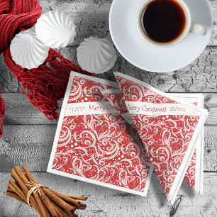 Serviette En Papier Motif rouge Abstrait de flocon de neige #10 ID1009