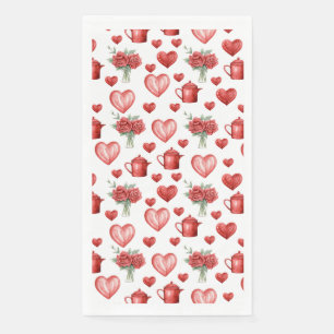 Serviette En Papier motif rouge avec coeur pour la Saint-Valentin