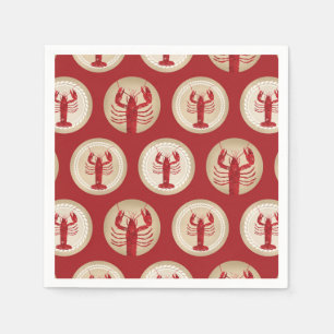 Serviette En Papier Motif rouge de homard - fruits de mer nautiques
