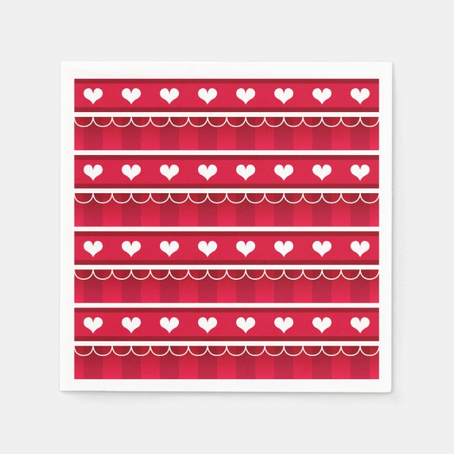 Serviette En Papier Motif rouge de Saint-Valentin de coeurs (Devant)