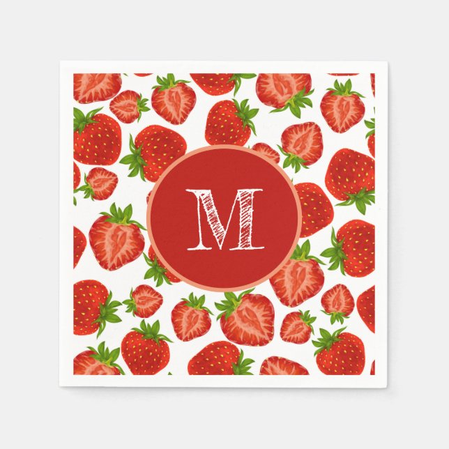 Serviette En Papier Motif Rouge Fraises Fraise (Devant)