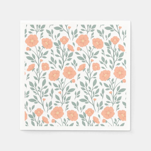Serviette En Papier Motif rustique avec fleurs roses (Devant)