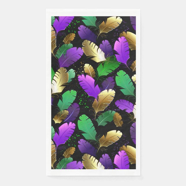 Serviette En Papier Motif sans couture avec des plumes de Mardi Gras (Devant)