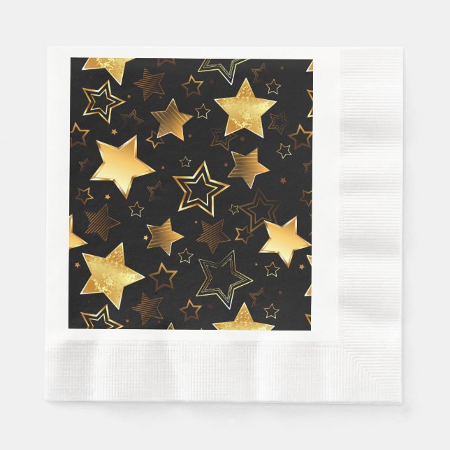 Serviette En Papier Motif sans couture avec étoiles d'or (Devant)