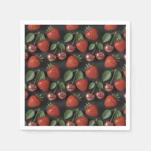 Serviette En Papier Motif sans couture avec fraises et cerises