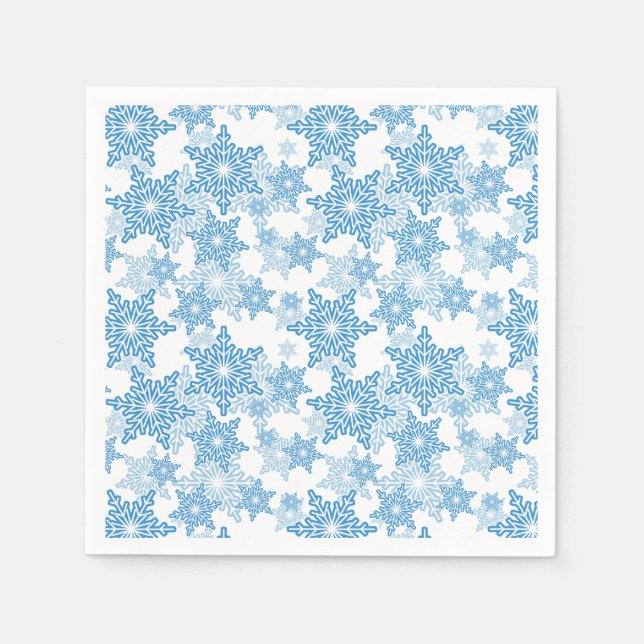 Serviette En Papier Motif sans couture blanc et bleu (Devant)