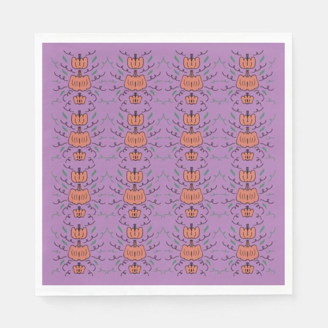 Serviette En Papier Motif sans couture de citrouille d'Halloween     (Devant)