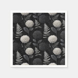 Serviette En Papier Motif sans couture de dahlia gothique et de fougèr