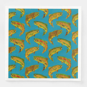 Serviette En Papier Motif sans couture de truite arc-en-ciel de la feu