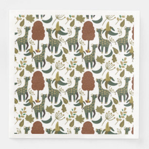 Serviette En Papier Motif sans couture Giraffe motif floral coloré