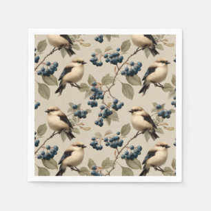 Serviette En Papier Motif sans couture Vintage Oiseau et Myrtille