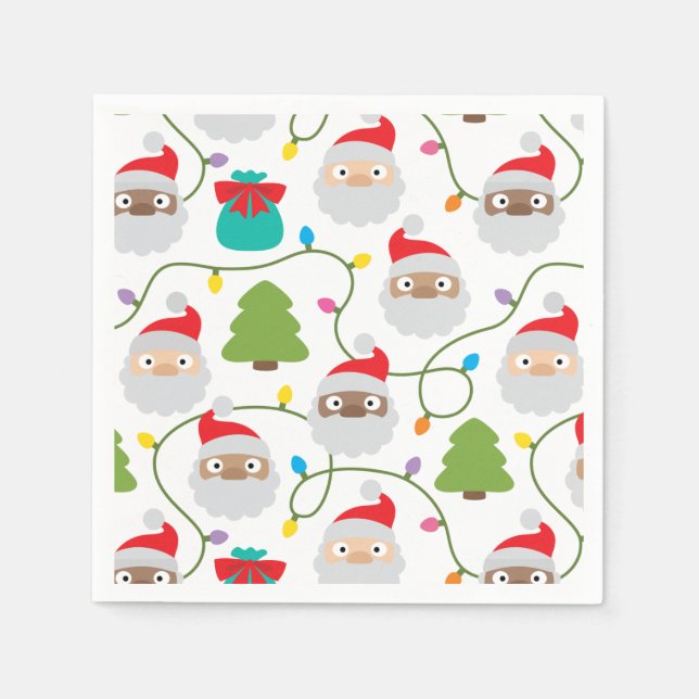 Serviette En Papier Motif Santa Clauses (Devant)