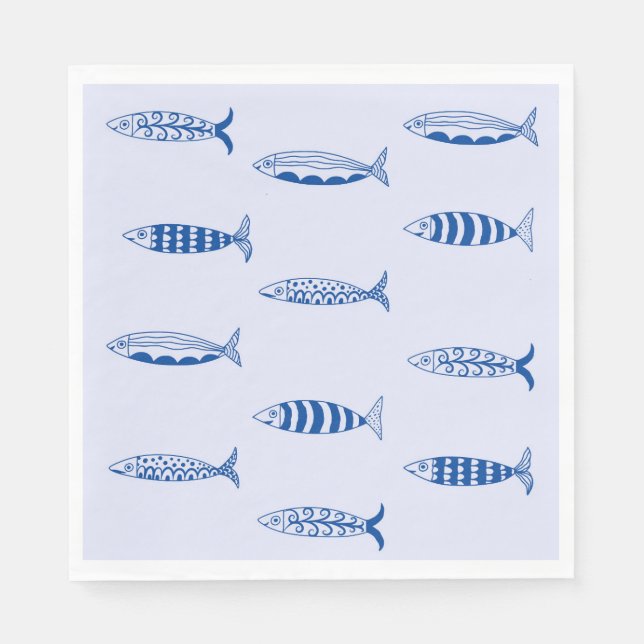 Serviette En Papier Motif Sardines (Devant)