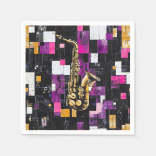 Serviette En Papier Motif saxophone moderne