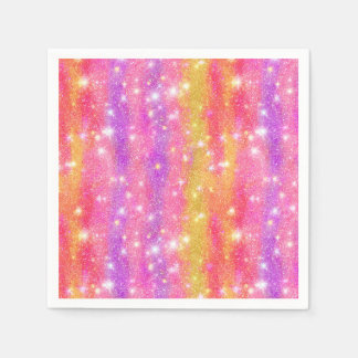 Serviette En Papier Motif scintillant de paillettes rose orange violet