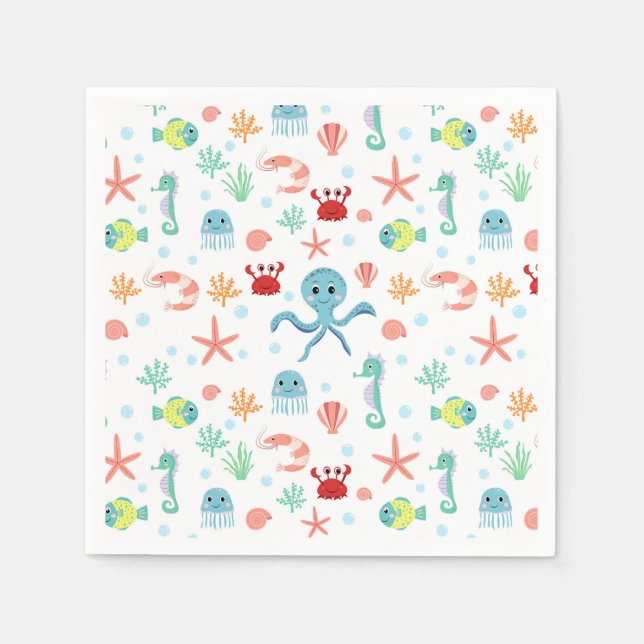 Serviette En Papier motif Sea World (Devant)