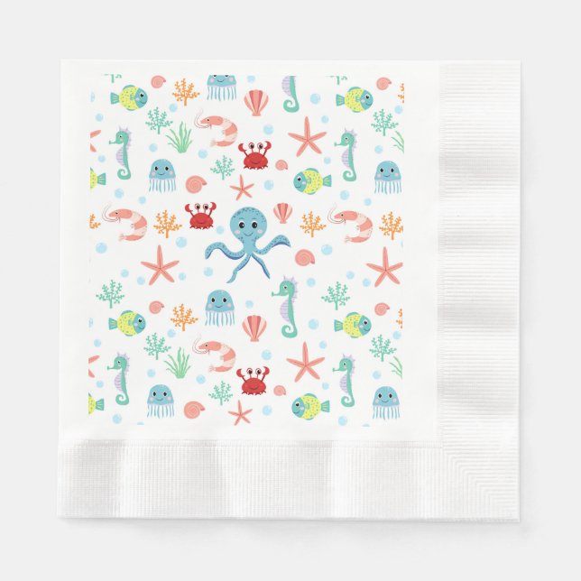 Serviette En Papier motif Sea World (Devant)