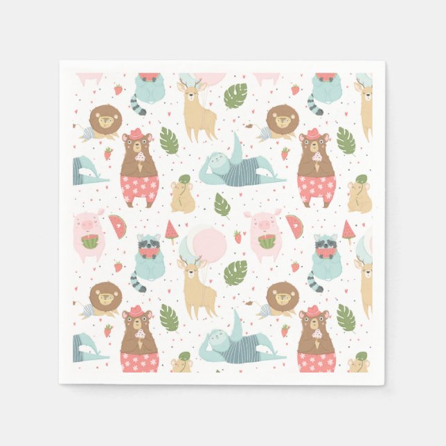 Serviette En Papier Motif Sloth & Friends (Devant)