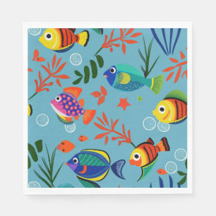 Serviette En Papier Motif sous-marin de poissons tropicaux colorés